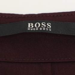 Boss By Hugo Boss Dark Burgundy Satin Long Sleeve Shirt L