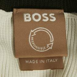 Boss By Hugo Boss White Rib Knit V-Neck Fafena Sweater M