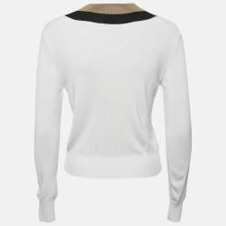 Boss By Hugo Boss White Rib Knit V-Neck Fafena Sweater M