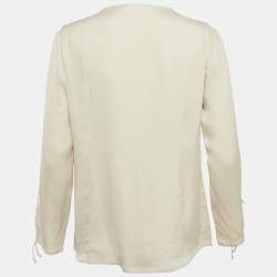 Boss By Hugo Boss Off-White Crepe Button Front Blouse L