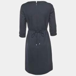 مملوكة مسبقًا فسـتان بوس باي هوغو بوس كريـب بحزام أزرق نيلي قصير صغير