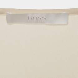 Pre Owned Boss By Hugo Boss Off-White Crepe V-Neck Top S