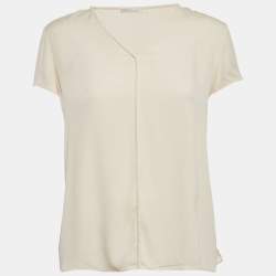 Boss By Hugo Boss Off-White Crepe V-Neck Top S