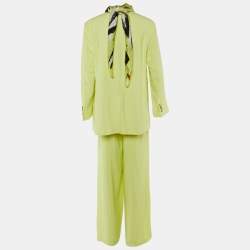 Pre Owned Boss by Hugo Boss Lime Yellow Crepe Jilllam/Tillla Suit Set L