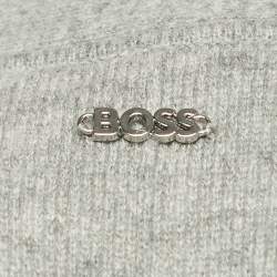 Pre Owned Boss By Hugo Boss Grey Wool Knit Belted Febrana Cardigan L