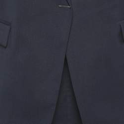 Pre Owned Boss By Hugo Boss Navy Blue Pattered Wool Blazer & Skirt Set M