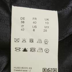 Pre Owned Boss By Hugo Boss Navy Blue Pattered Wool Blazer & Skirt Set M