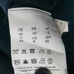 مملوكة مسبقًا Boss By Hugo Boss Navy Blue Linen Blend Lace Detail Shirt M