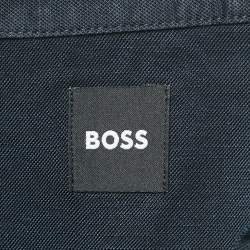 مملوكة مسبقًا Boss By Hugo Boss Navy Blue Linen Blend Lace Detail Shirt M