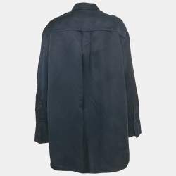 مملوكة مسبقًا Boss By Hugo Boss Navy Blue Linen Blend Lace Detail Shirt M