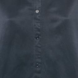 مملوكة مسبقًا Boss By Hugo Boss Navy Blue Linen Blend Lace Detail Shirt M