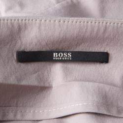 Pre Owned Boss By Hugo Boss Grey Ruched Stretch Cotton Pencil Skirt M