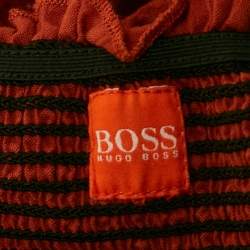 مملوكة مسبقًا Boss Orange By Hugo Boss Burnt Orange Seersucker Strapless Jumpsuit S
