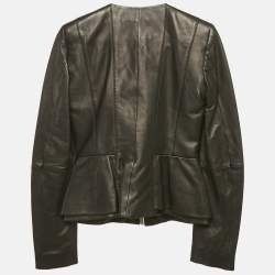 مملوكة مسبقًا جاكيت جلد بوس باي هوجو بوس تفاصيل سحاب أسود صغير