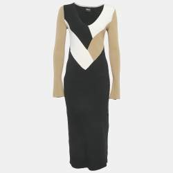 Pre Owned Boss By Hugo Boss Black Rib Knit Long Sleeve Florency Dress M