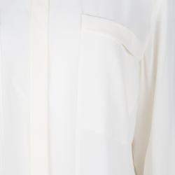 Pre Owned Boss By Hugo Boss Cream Silk Long Sleeve Rictoria Blouse L