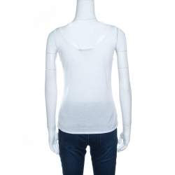 Pre Owned Boss by Hugo Boss Off White Jersy Swarovski Embellished Tank Top L