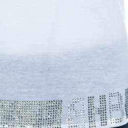 Pre Owned Boss by Hugo Boss Off White Jersy Swarovski Embellished Tank Top L