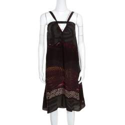 Pre Owned فستان بوس أورانج باي هوغو بوس آندي حرير مطبوع متعدد الألوان بلا أكمام S