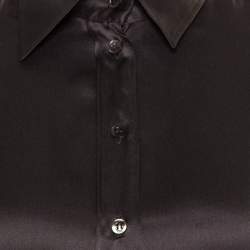 Pre Owned Boss By Hugo Boss Grey Silk Satin Long Sleeve Button Front Shirt S 