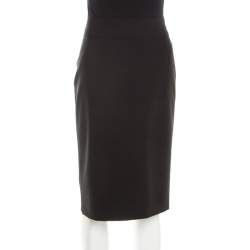 Pre Owned Boss By Hugo Boss Black Stretch Wool Tailored Pencil Skirt M