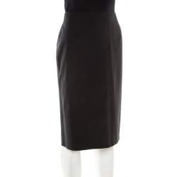 Pre Owned Boss by Hugo Boss Black Stretch Wool Pencil Skirt M