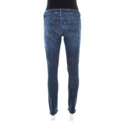 Pre Owned Boss Orange by Hugo Boss Indigo Washed Denim Distressed Hem J20 Slim Fit Jeans M