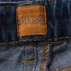 Pre Owned Boss Orange by Hugo Boss Indigo Washed Denim Distressed Hem J20 Slim Fit Jeans M