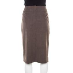 Pre Owned Boss By Hugo Boss Brown Stretch Wool Pencil Skirt M