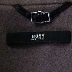 Pre Owned Boss By Hugo Boss Grey Wool Belted Cathlin Over Coat S