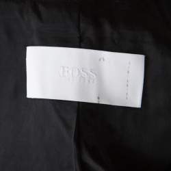 Pre Owned Boss By Hugo Boss Black and Brown Textured Zip Front Jacket S