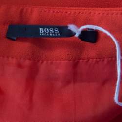 Pre Owned تنورة بوس باي هوغو بوس كريب برتقالي طبقات L