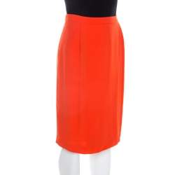 Pre Owned تنورة بوس باي هوغو بوس كريب برتقالي طبقات L