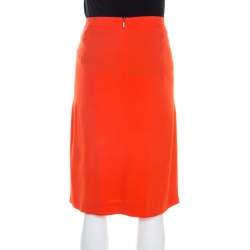 Pre Owned تنورة بوس باي هوغو بوس كريب برتقالي طبقات L