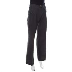 مملوكة مسبقًا بنطلون بوس هوغو بوس قطن مخطط بأرجل واسعة وحزام S