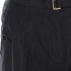 مملوكة مسبقًا بنطلون بوس هوغو بوس قطن مخطط بأرجل واسعة وحزام S