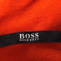 مملوكة مسبقًا فستان بوس باي هوغو بوس كريب برتقالي رقبة حرف V طويل بلا أكمام M