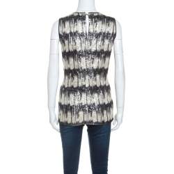 Pre Owned توب بوس باي هوغو بوس إبيرلا  لوريكس ميتاليك مطبوع بشراشيب مزينة  M