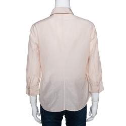 Pre Owned بلوزة بوس باي هوغو بوس طيات أمامية قطن بيج M