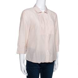 Pre Owned بلوزة بوس باي هوغو بوس طيات أمامية قطن بيج M