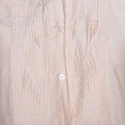 Pre Owned بلوزة بوس باي هوغو بوس طيات أمامية قطن بيج M