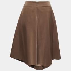 Pre Owned Boss By Hugo Boss Brown Crepe Belted A-Line Skirt S