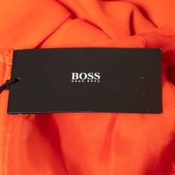 Pre Owned Boss By Hugo Boss Orange Crepe Sleeveless V-Neck Slit Detail Maxi Dress M