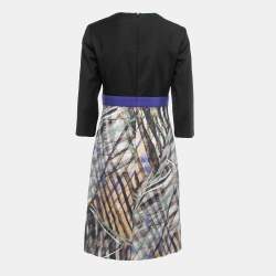 مملوكة مسبقًا Boss By Hugo Boss Black Printed Wool Long Sleeve A-Line Dress M