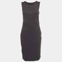 Pre Owned Boss By Hugo Boss Black Patterned Knit Sleeveless Short Dress S