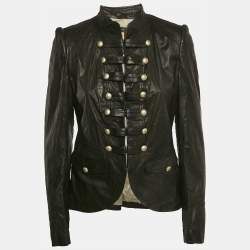 Boss Orange by Hugo Boss Black Leather Military Jacket M