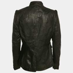 Boss Orange by Hugo Boss Black Leather Military Jacket M