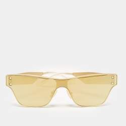 Bottega Veneta Gold Tone/Grey & Gold Mirrored BV1148S Rectangle Sunglasses
