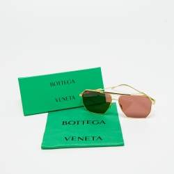 Pre Owned Bottega Veneta Red/Gold Tone BV1012S Aviators Sunglasses