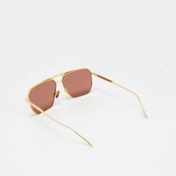 Pre Owned Bottega Veneta Red/Gold Tone BV1012S Aviators Sunglasses